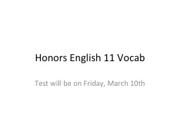 Honors English 11 Vocab
