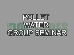 POLLET WATER GROUP SEMINAR