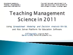 Teaching Management Science in