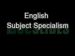 English Subject Specialism
