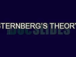 STERNBERG’S THEORY