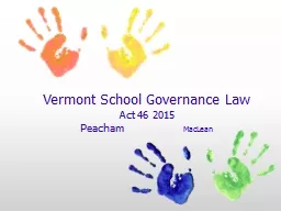 Vermont School Governance Law