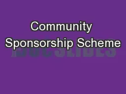 Community Sponsorship Scheme