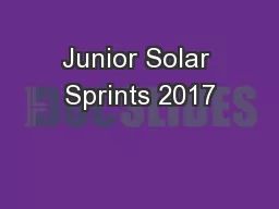 Junior Solar Sprints 2017