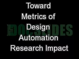 Toward Metrics of Design Automation Research Impact