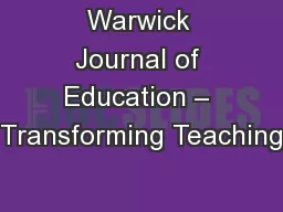 Warwick Journal of Education – Transforming Teaching