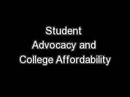 Student Advocacy and College Affordability