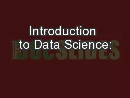 Introduction to Data Science: