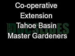 Co-operative Extension Tahoe Basin Master Gardeners
