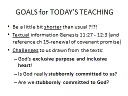 GOALS for TODAY’S TEACHING