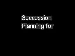 Succession Planning for