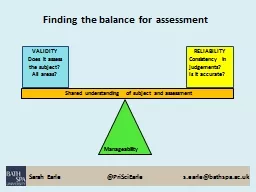 Shared understanding of subject and assessment