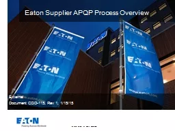 Eaton Supplier APQP Process Overview