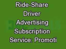 Ride-Share Driver Advertising Subscription Service: Promoti