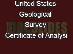 United States Geological Survey Certificate of Analysi