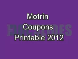 Motrin Coupons Printable 2012