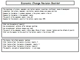 Economic Change Revision Booklet