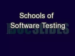 Schools of Software Testing