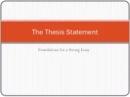 Foundations for a Strong Essay