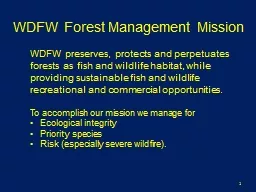 WDFW Forest Management Mission