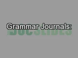 Grammar Journals: