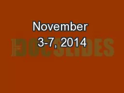 November 3-7, 2014