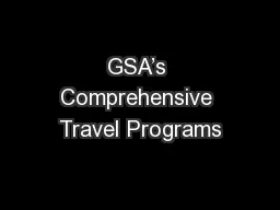 GSA’s Comprehensive Travel Programs