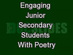 Engaging Junior Secondary Students With Poetry