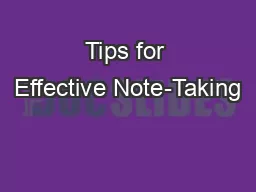 Tips for Effective Note-Taking