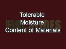 Tolerable Moisture Content of Materials