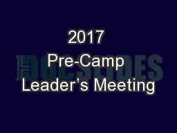 2017 Pre-Camp Leader’s Meeting