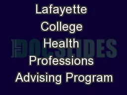 Lafayette College Health Professions Advising Program
