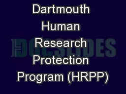 Dartmouth Human Research Protection Program (HRPP)