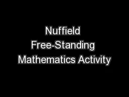 Nuffield Free-Standing Mathematics Activity