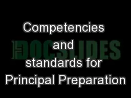 Competencies and standards for Principal Preparation