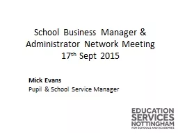 School Business Manager & Administrator Network Meeting