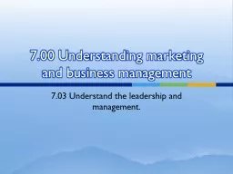 7.00 Understanding marketing and business management