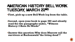 American History Bell Work
