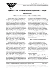Update of the Battered Woman Syndrome Critique August