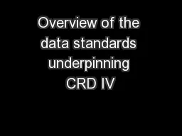 Overview of the data standards underpinning CRD IV