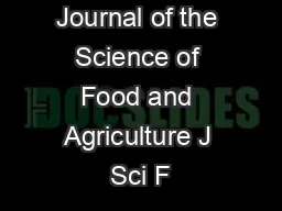 Journal of the Science of Food and Agriculture J Sci F
