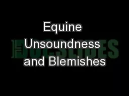 Equine Unsoundness and Blemishes