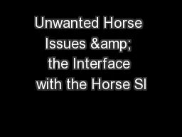 Unwanted Horse Issues & the Interface with the Horse Sl