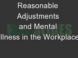 Reasonable Adjustments and Mental Illness in the Workplace
