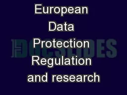 The European Data Protection Regulation and research