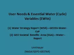 User Needs & Essential Water (Cycle) Variables (EWVs)