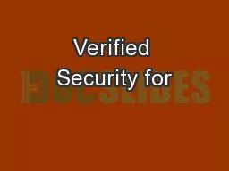 Verified Security for