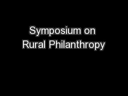 Symposium on Rural Philanthropy