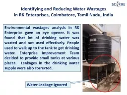 Identifying and Reducing Water Wastages