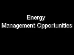 Energy Management Opportunities